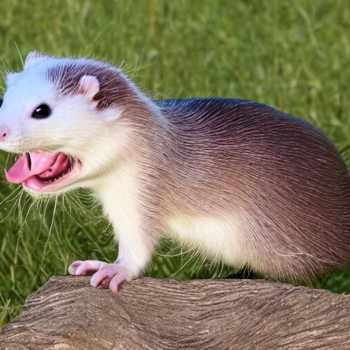 Prompt: ferret side view with open mouth, realistic