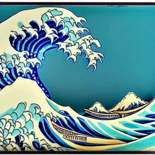 Image similar to carved diorama of The Great Wave off Kanagawa with pink lava and fire, carved out of transparent marble with celadon glaze:: Diorama:: Symmetrical, Isometric camera, wide angle:: Translucent, Iridescent, Ray Tracing Reflections, Harris Shutter, SFX, insanely detailed and intricate, hypermaximalist, elegant, ornate, ultra-realistic, HD Octane Render, 3d, masterpiece