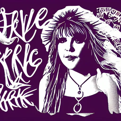 Image similar to stevie nicks, sticker - art, svg vector, adobe - illustrator