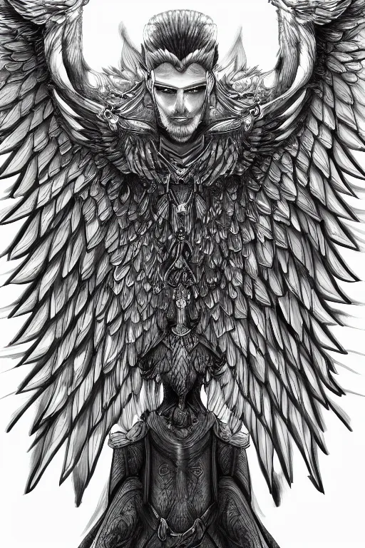 Image similar to a man with eagle wings for arms, symmetrical, highly detailed, digital art, sharp focus, trending on art station, anime art style