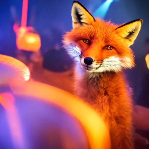 Prompt: fox at a rave