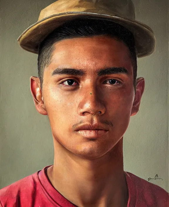 Prompt: heroic portrait of a mexican young man. art by denys tsiperko and bogdan rezunenko, hyperrealism