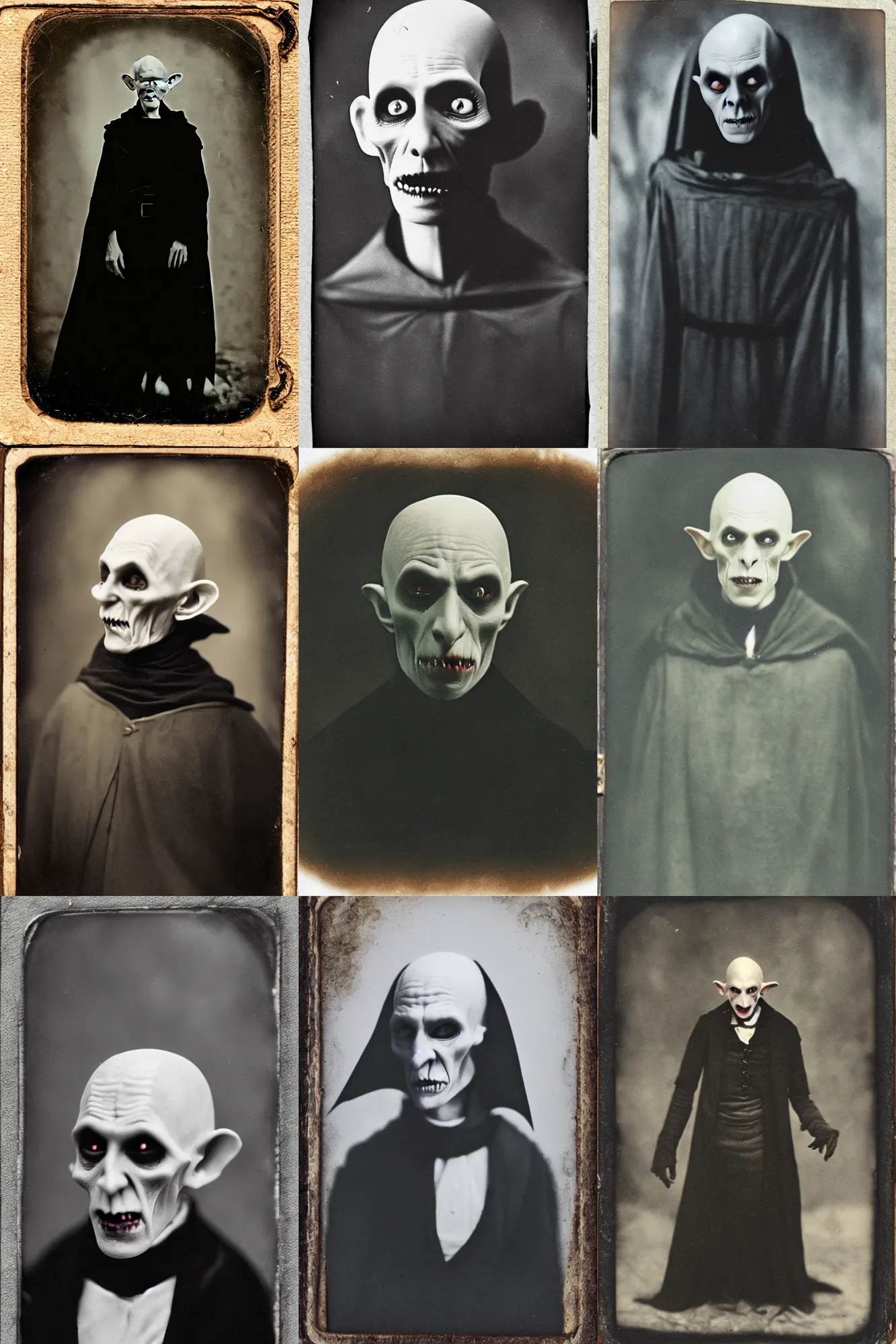 Prompt: an old tintype of Nosferatu