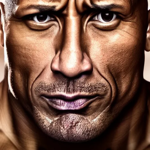 Image similar to dwayne johnson with really narrow eyes, portrait, studio photography, studio lighting, high detail, 8 k