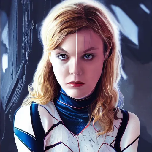 Image similar to young michellepfeiffer as spider - gwen, fantasy, intricate, elegant, highly detailed, digital painting, artstation, concept art, smooth, sharp focus, contemporary fashion shoot, by edward robert hughes, annie leibovitz and steve mccurry, david lazar, jimmy nelsson, extremely detailed, hyperrealistic, perfect face, octane render