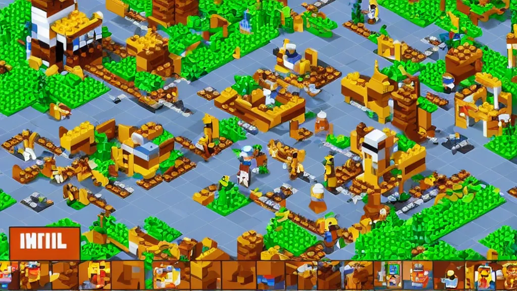 Image similar to pixel art isometric lego strategy game screenshot