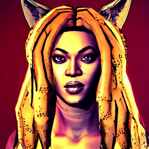 Image similar to beyonce portrait, borderlands, tales from the borderlands, the wolf among us, comic, cinematic lighting, studio quality, 8 k