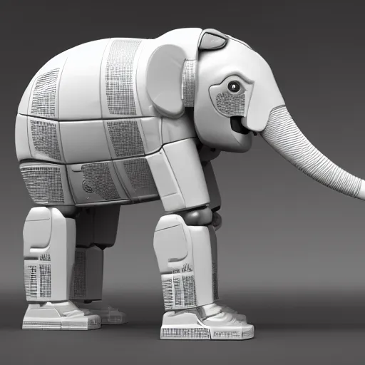 Prompt: white robot elephant, octane render, hd,