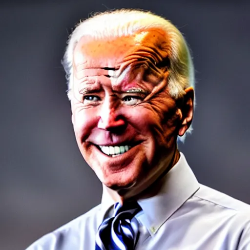 Prompt: smiling joe biden with glowing eyes