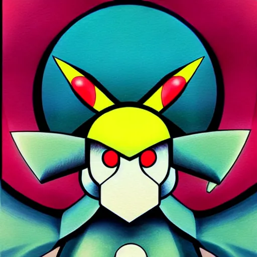 Image similar to bauhaus pokemon portrait airbrushed in style of 1 9 8 0 sci - fi, hip hop album cover art, conceptual mystery pokemon, intricate detailed painting, illustration sharp detail, manga 1 9 9 0