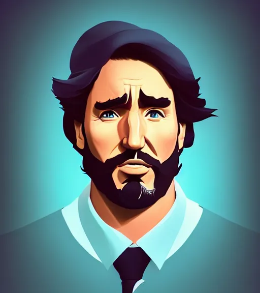 Image similar to face icon stylized minimalist justin trudeau as fidel castro, loftis, cory behance hd by jesper ejsing, by rhads, makoto shinkai and lois van baarle, ilya kuvshinov, rossdraws global illumination