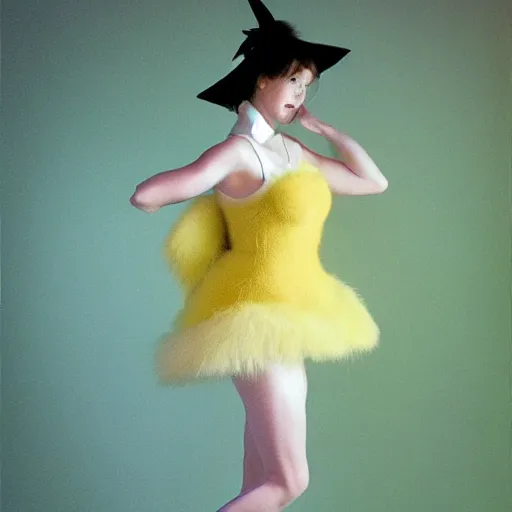 Prompt: elegant woman dressed up as pikachu, art photo by David Hamilton