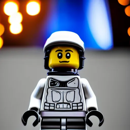 Image similar to closeup shot of lego astronaut standing on a pyramid ( eos 5 ds r, iso 1 0 0, f / 8, 1 / 1 2 5, 8 4 mm, postprocessed, bokeh )