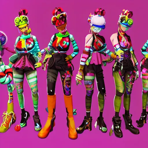 Prompt: candypunk character design, unreal engine, trending on artstation