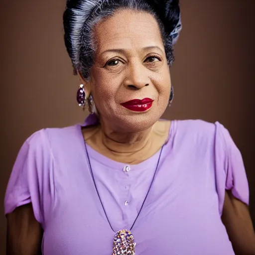 Image similar to dslr photo portrait still of 6 0 year old age 6 0 billie holiday at age 6 0!!!, 8 5 mm f 1. 8