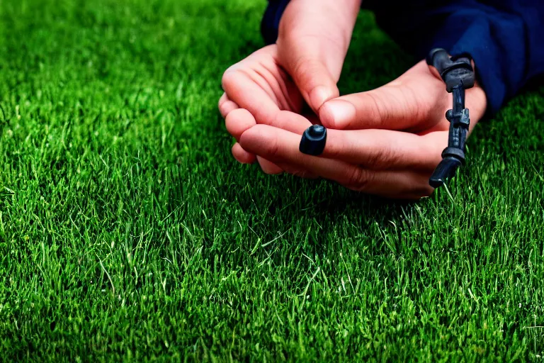 a photo of a gamer finally touching grass,, Stable Diffusion