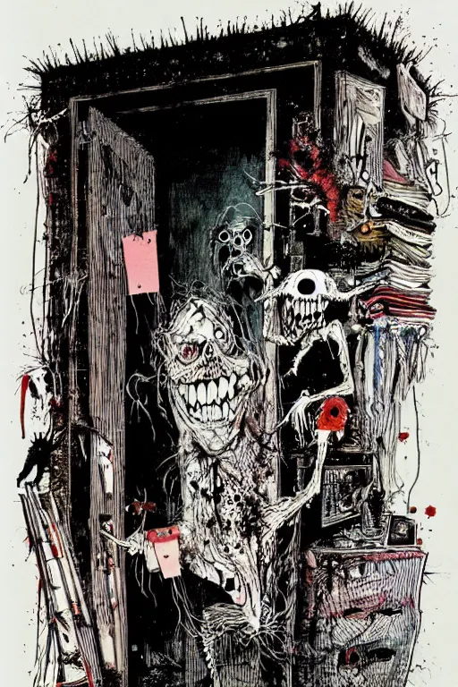 Image similar to nightmare in my closet by ralph steadman