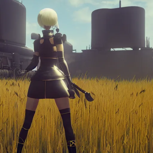 Image similar to a high resolution very detailed image from nier : automata of