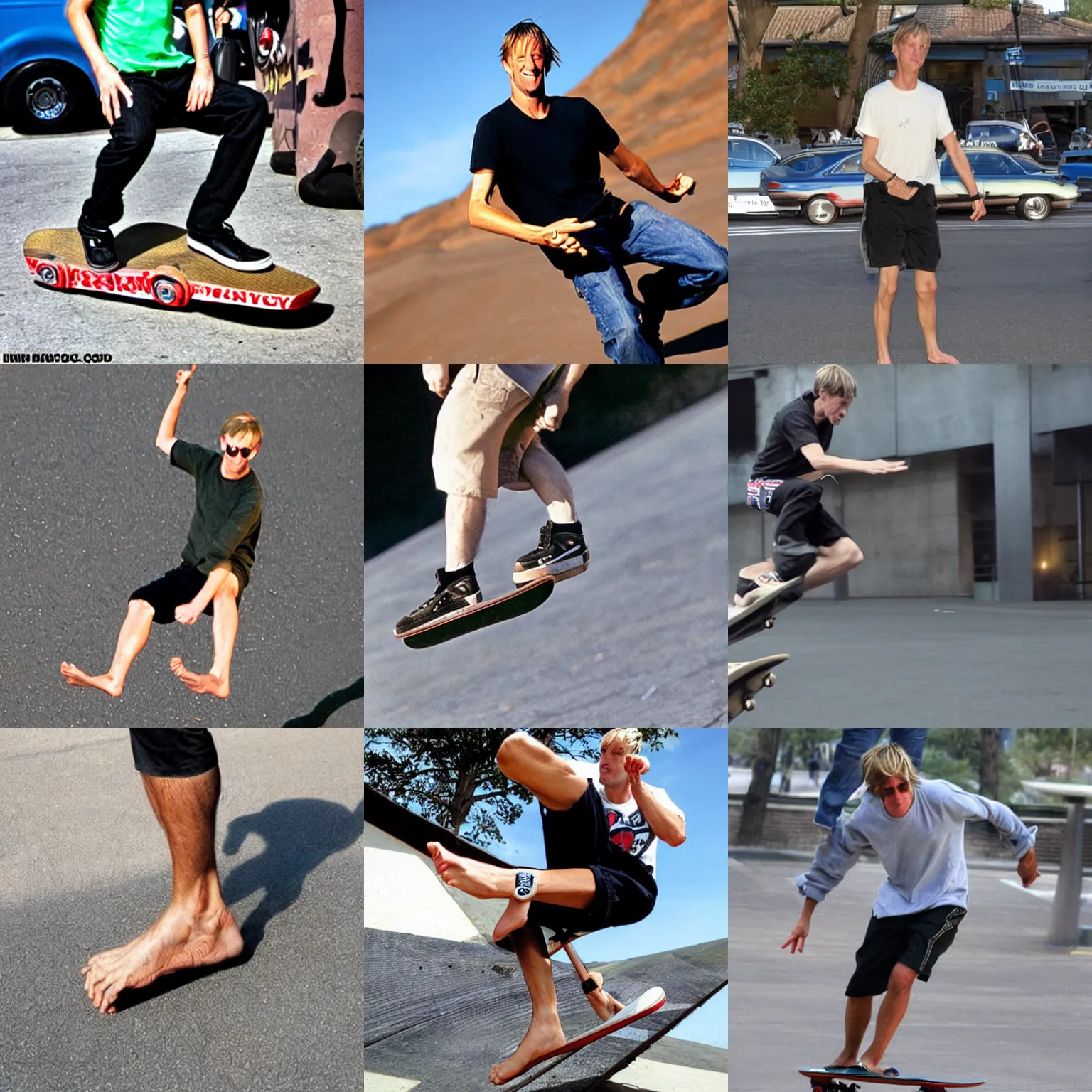 Prompt: tony hawk barefeet