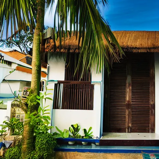 Prompt: street photo view of local sea side house in thailand - w 1 0 2 4