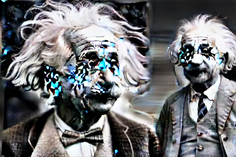 Image similar to albert einstein as a wizard with the power to warp spacetime