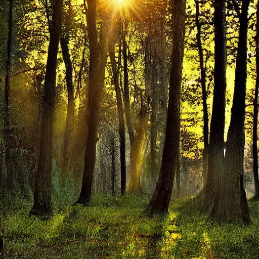Prompt: forest in the morning light by Lila Alavardao