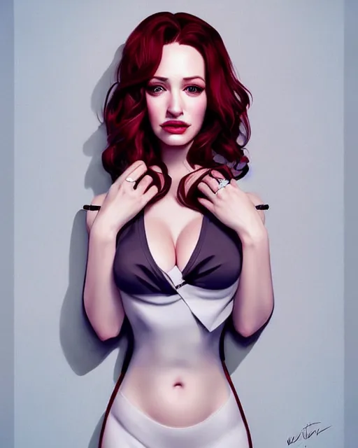 Image similar to a beautiful gina gershon christina hendricks kat dennings dolly parton instagram model by wlop and ilya kuvshinov and artgerm, symmetrical eyes, aesthetic, gorgeous, stunning, alluring, attractive, artstation, deviantart, pinterest, digital art