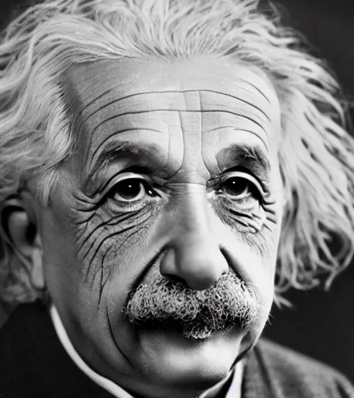 Image similar to high quality colored portrait of albert einstein, professional lighting, high detail, dslr, 8 k