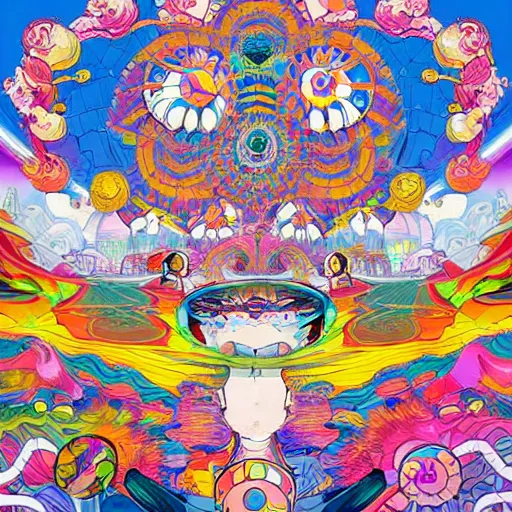 Image similar to DMT City by Martine Johanna and Takashi Murakami, digital art