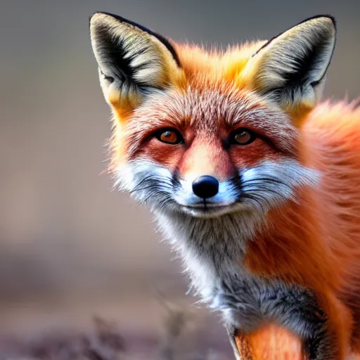 Image similar to a red fox with glowing eyes