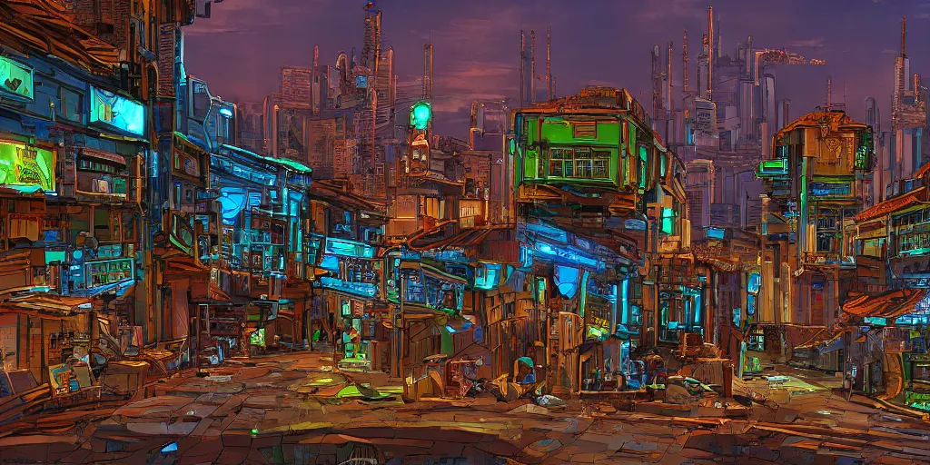 Prompt: spanish country cyberpunk town