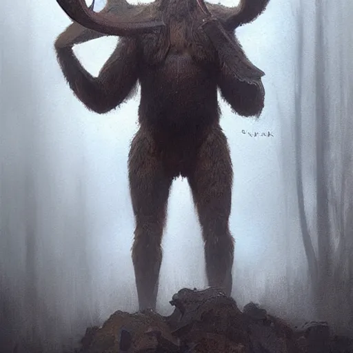 Image similar to humanoid anthropomorphic hominid moose by greg rutkowski