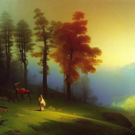 Image similar to aivazovsky's painting. forest landscape. oil on canvas, a masterpiece in the style of aivazovsky.