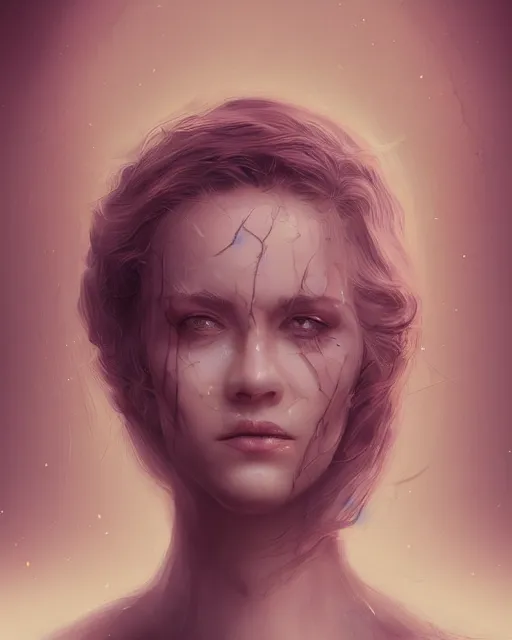 Prompt: The face of a woman being slowly recovered of tree roots, calm-looking, digital art, artstation, 8k, intricate, meaningful