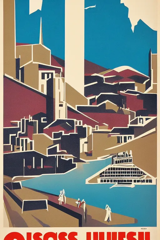 Image similar to 1 9 5 0 s swiss poster for an architecture conference, swiss design, graphic design, browns and blues, in the style of hans aeschbach