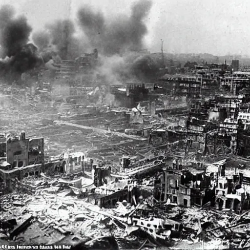 Image similar to the city crumbles as the air raids continue