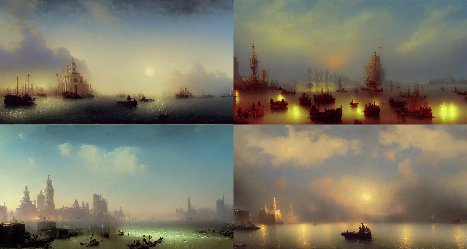 Prompt: port city, art by ivan aivazovsky