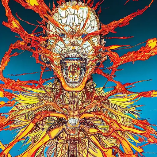 Image similar to shintaro kago yoji shinkawa and victo ngai cellular human body apophasis glorious energy of the sun