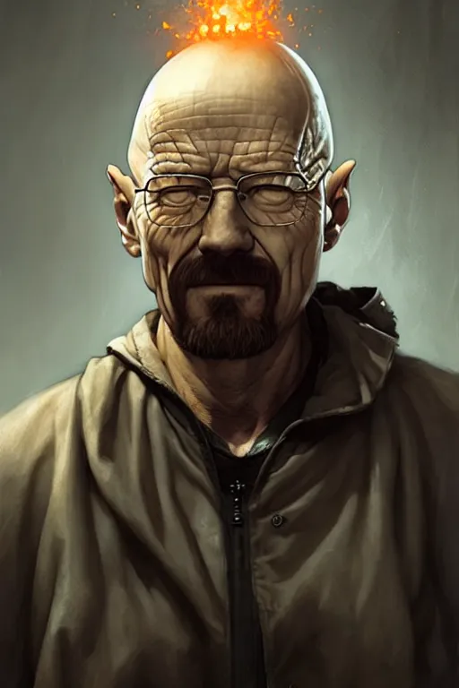 Image similar to character art by bastien lecouffe - deharme, walter white, absolute chad