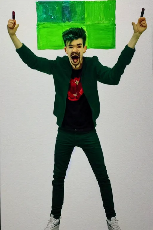 Image similar to Sean McLoughlin, jacksepticeye, irish youtuber, solo portrait, yelling really loud 🎨🖌️