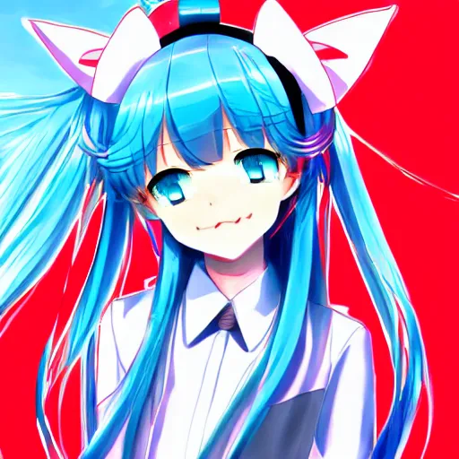 Image similar to hatsune miku on the moscow red square, high detailed anime art, trending on pixiv