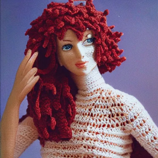 Image similar to Pretty Woman with crocheting figure