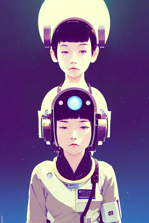 Image similar to portrait of a girl with astronaut helmets by ilya kuvshinov, cloudy sky background lush landscape ln illustration concept art anime key visual trending pixiv by victo ngai fanbox by greg rutkowski makoto shinkai takashi takeuchi studio ghibli