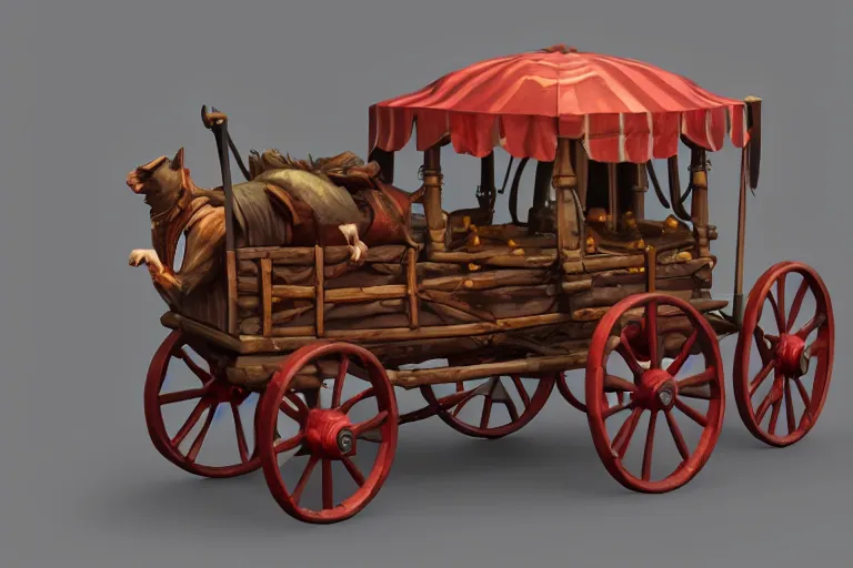 Prompt: 3d sculpt of a circus wagon, artstaton, League of Legends, red dead redemption2, digital illustration