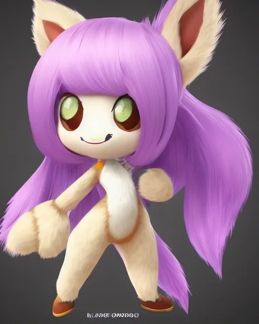 Image similar to female furry mini cute style, highly detailed, rendered, ray - tracing, cgi animated, 3 d demo reel avatar, style of maple story and zootopia, maple story gun girl, fox from league of legends chibi, soft shade, soft lighting