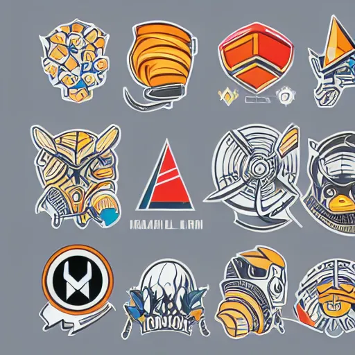 Image similar to logo concept designs, vector lines, clean, illustration, shapes, artstation, sticker