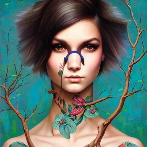 Image similar to Forestpunk cat portrait Pixar style, by Tristan Eaton Stanley Artgerm and Tom Bagshaw