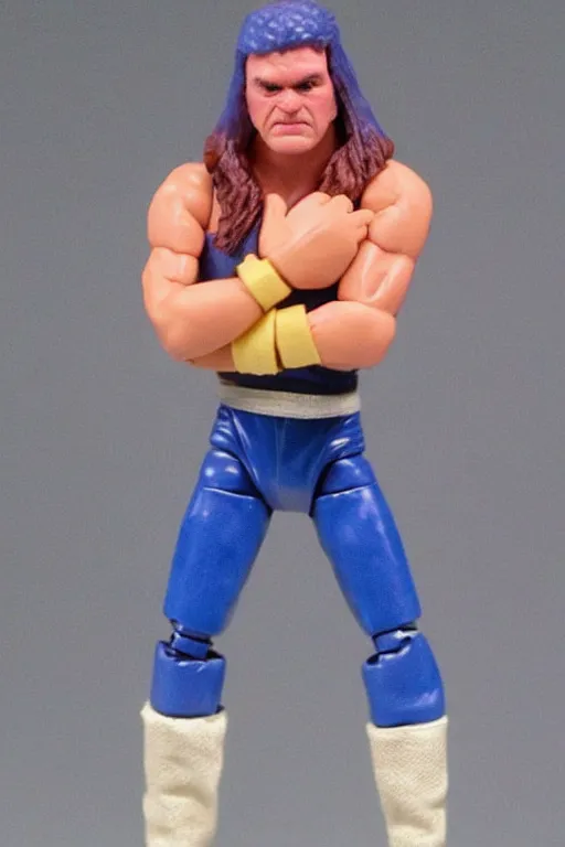 Prompt: володимир зеленськии as a 1 9 8 0 s wrestling action figure, 🇺🇦,