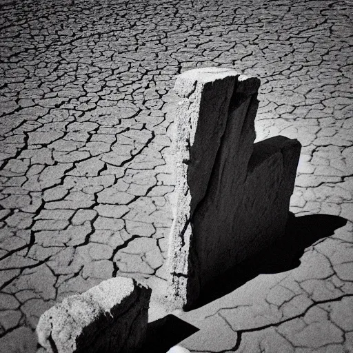 Image similar to “Point of view from behind a lone traveller standing in front of two vast and trunkless legs made of stone with a pedestal at the base in a desert with a half sunk shattered visage of a sneering face protruding from the sand, digital art”