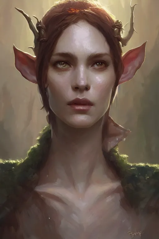 Prompt: dungeons and dragons forest elf character closeup portrait, dramatic light, dungeon background, 2 0 0 mm focal length, painted by stanley lau, painted by greg rutkowski, painted by stanley artgerm, brom, digital art, trending on artstation